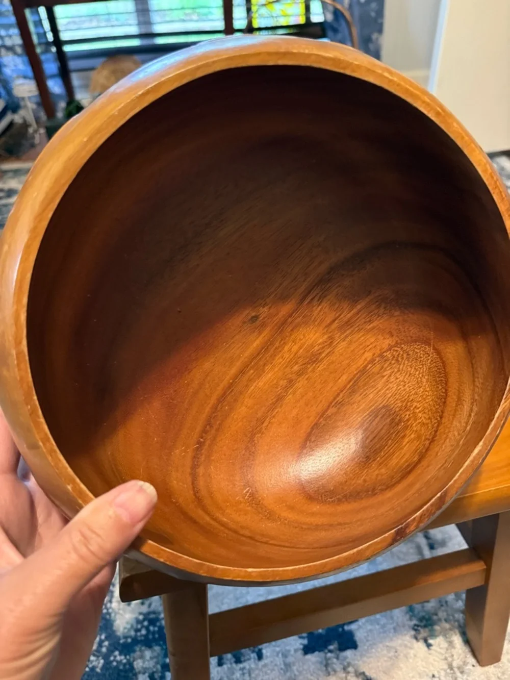Hand Carved Vintage Wooden Lidded Bowl - Island Motif - READ description